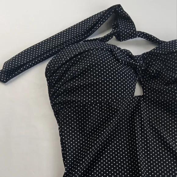 Unique Vintage XL 50'S STYL BEACH BABE Women's Swim Suit NWT BLACK W/ WHITE DOTS - Picture 3 of 16